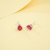 Lab Grown Gemstone Earrings 3.7-5CT Ruby Sapphire Colombia Padparadscha 925 Silver Three Claw Design Pear Earring Hypoallergenic