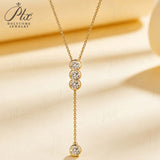 Classic Bubble Necklace D Color Round Moissanite Diamond S925 Silver Plated Dainty Chain for Enegament Party Daily Perfect Gift