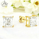 Earrings 1/3/6CT D Color Asscher Cut Moissanite 10k 14k 18k 925 Silver Plated Gold Ear Stud for Woman Engagement Daily Jewely
