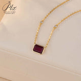 6×8mm Lab Grown Gemstone Emerald Cut Necklace D Color Ruby Sapphire Emerald VVS1 Clarity Banquet Anniversary