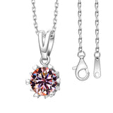 Moissanite Necklace Snowflake Pendant Multicolor Round Cut 925 Sterling Silver 1ct  For Women Wedding Bridal Fine Jewelry Charms