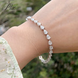 Women's Tennis Chain S925 Silver Moissanite Bracelet For Men D Color Pear Cut Full Moissanite Couple Bracelet