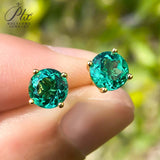 S925 Silver Lab Ruby Emerald Screw Earring 5.0mm Lab-Grown Gemstone Round Stone Fine Jewelry Gift Jewelry For Women Ear Jewel