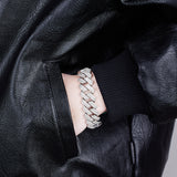 1.2MM Iced Prong Link Cuban Chain Bracelets for Men Women Full Rhinestones Chunky Miami Cuban Bracelet Punk Hip Hop Jewelry Gift