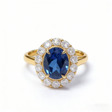 Egg-shaped Ring with Lab Grown Ruby Sapphire Zambian Padparadscha 925 Silver Circle for Engagement Christmas Party Fine Jewely