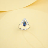 Crown Ring 5X8mm Pear Lab Grown Ruby Sapphire Zambian Padparadscha 925 Silver Ring for Women Man Engagement Christmas Party Gift