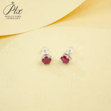 Round Colored Gemstones Earrings with Ruby Sapphire Colombia Padparadscha Paraiba S925 Four-claw Six-claw Design Fishion Gift