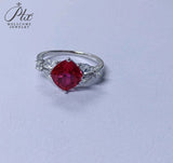 Customize Ring Cushion Cut Lab Grown Ruby Sapphire Columbia 925 Silver No Fade Hypoallergenic Anniversary Gifts Party Banquet
