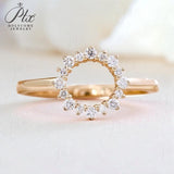 HMJ Ring Lab Grown Diamond 18K 14K 10K Gold Silver Band Sunflower Halo jewelry for Men Women No Fade Dazzling Fire Vintage