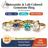 Ring Set Moissanite Lab Sapphire Combination Rings 925 Silver VVS1 Irregular Rings for Women Hypoallergenic Perfect Gift