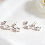 Moissanite Round Cut+Emerald Cut D White Earrings White Gold Yellow Gold Designer Studs Fine Jewelry Anniversary Wedding Gift