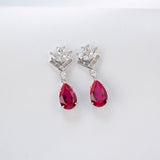 Lab Grown Gemstone Earrings 3.4-5.9CT Pear Ruby Sapphire Colombia Side Moisanite S925 Ear Studs Women Christmas Party Gift