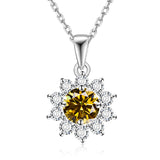 Moissanite Necklace Sunflower Pendant Multicolor Round Cut 1ct Women Wedding Party Engagement Special Gifts Charms Fine Jewelry