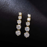 Moissanite Earrings Tassel Pendant Ear Stud Piercing  Ten Stones Round Shape 925 Sterling Silver Top Quality Wedding Jewelry