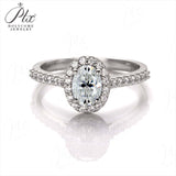 Oval Cut 1CT 925 Sterling Silver Halo Half Eternity Moissanite Ring Women Only Gifts For Festivals And Anniversaries
