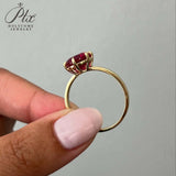 Customize Ring 6 Prongs Round Lab Grown Ruby Sapphire Columbia 925 Sterling Silver Wedding Engagement Band Charms Hypoallergenic