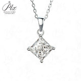 Princess Cut Classic Necklace 1/2/3CT D Color Moissanite S925 Plated White Yellow Rose Gold Chain for Engagement Chrisrmas Charm