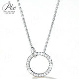 Circle Pendant Necklace 2CT D Color/Black/Champagne/Vivid Blue Round Moissanite S925 Plated Chain Perfect for Daily Party