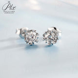 Snowflake - 925 Sterling Silver 1CT Round Moissanite Stud Earrings Women Only Gifts For Festivals And Anniversaries