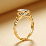 Oval Ring with 2.5CT D Color Moissanite Diamond 10k 14k Gold Plated 925 Silver for Women Man Engagement Wedding Party Jewely