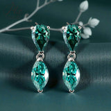 Moissanite Earrings with 4CT Multicolor Pear Marquise Cut Moissanite 925 Silver Ear Stud for Woman Fashion Daily Christmas Jewely