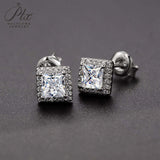Princess Cut Moissanite Halo Stud Earrings Women Only Gifts For Festivals And Anniversaries
