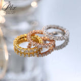 S925 Silver Pave Ring White Moissanite Ring Round Brilliant Cut Party Wedding Engagement Jewelry Gift
