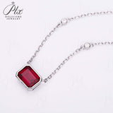 6×8mm Lab Grown Gemstone Emerald Cut Necklace D Color Ruby Sapphire Emerald VVS1 Clarity Banquet Anniversary