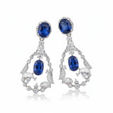 Ruby Sapphire Earrings Lab Grown Gemstones Oval Shape 925 Sterling Silver with Certificate Vintage Style Ornate Wedding Charms