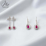 4X6mm Lab Grown Gemstone Earrings Ruby Sapphire Colombia S925 Butterfly Long Earring for Women Fashionable Christmas Party Daily