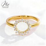 HMJ Ring Lab Grown Diamond 18K 14K 10K Gold Silver Band Sunflower Halo jewelry for Men Women No Fade Dazzling Fire Vintage