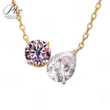 Round 6.5mm Pear 7×9mm Moissanite Diamond Necklace 3EX Hearts and Arrows  VVS1 D Color Ruby Sapphire  Columbia Emerald  Fancy Color Moissanite  Gift