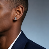 Men's Hip Hop Cross Earrings 925 Sterling Silver Low Allergy VVS1 GRA Certified Moissanite Iced Out Stud Earrings Luxury Ear Jewelry for Men Women Gift Ready Daily Wearable