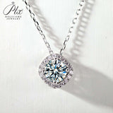 Moissanite Square-shaped Necklace Pendant Multicolor S925 Sterling Silver Gemstone Jewelry Women Wedding Anniversary Gift Party