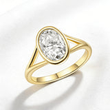 Oval Ring with 2.5CT D Color Moissanite Diamond 10k 14k Gold Plated 925 Silver for Women Man Engagement Wedding Party Jewely