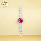 Lab Grown Emerald Ruby Asscher Cut Bracelet White Gold Geometric Bangle Fine Jewelry Anniversary Graduation Gift