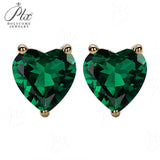 Heart Shaped Stud Earrings Lab Grown Gemstones Ruby Sapphire Emerald S925 Sterling Silver GRA Certificate Charms Birthday Gift