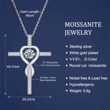 Moissanite Necklace 1CT 6.5mm Heart-Cross Pendant 925 Sterling Silver Women Wedding/Anniversary Special Gift Fine Jewelry Charms