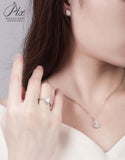 Pear Shape Halo Necklace Ring Earrings Moissanite Jewelry Set Women Only Gifts For Festivals And Anniversaries