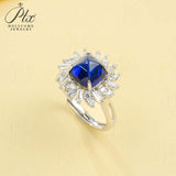 Finger Ring with 4CT Sugar Tower Lab Grown Sapphire Padparadscha 925 Silver for Women Man Engagement Banquet Accasion Christmas