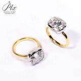 5CT Cushion Cut Moissanite Ring for Women Solid 18K 14K 10K Yellow Gold Two Tone Ring for Christmas Gifts