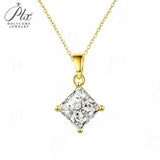 Princess Cut Classic Necklace 1/2/3CT D Color Moissanite S925 Plated White Yellow Rose Gold Chain for Engagement Chrisrmas Charm