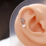 Zircon Ear Bone Stud AAAAA Colorful Zircon Stainless Steel Y2K Punk Factory Direct Sale Workplace Friendly Piercing Jewelry for Women