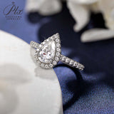 Pear Cut 1CT 925 Sterling Silver Half-Eternity Halo Moissanite Ring Women Only Gifts For Festivals And Anniversaries