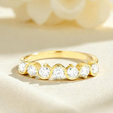 Diamond Eternity Ring with 0.7CT D Color Round Moissanite 10k 14k 18K Gold Plated 925 Silver for Women Wedding Engagement Jewely