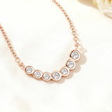 Seven-Round Bezel-Set Necklace with D Color Round Moissanite S925 Plated White Yellow Rose Gold Chain Engagement Chrisrmas Daily