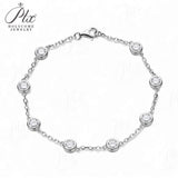 Moissanite Bracelet with 2.4CT D White/Black/Vivid Blue/Green Round Moissanite 925 Silver Plated Gold Women Man Party Gift Daily