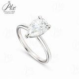 Moissanite Ring with 2CT D Color VVS1 Pear Moissanite S925 10k 14k 18k Plated White Yellow Rose Gold Daily Charm Party Jewely
