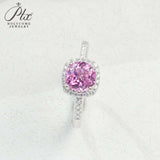 Gemstones Ring Round Shape Lab Grown Sapphire Padparadscha 925 Silver Proposal Wedding Band Hypoallergenic Anniversary Gift