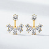 Earrings with 2.8CT D Color Round Marquise Cut Moissanite 925 Silver Plated White Yellow Gold Ear Stud Fashion Christmas Gift